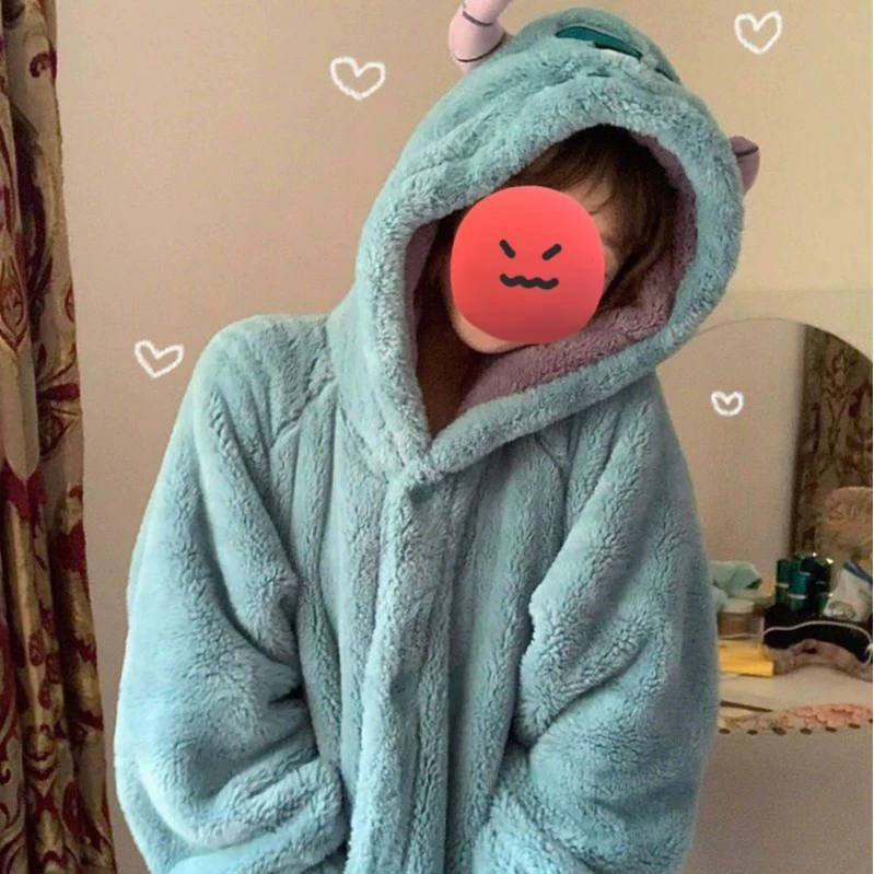 Милый коралловый монстр, бархатная зимняя пижама, теплый халат