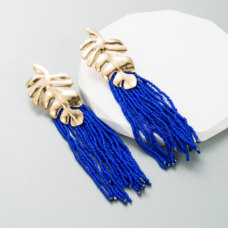 1 Pair Ethnic Style Tassel Beaded Tassel Alloy Drop Earrings display picture 2