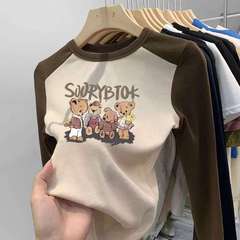 ボトリングシャツ ドイツベルベット 秋冬新作 暖かいトップス 男の子 女の子 子供用 洋風長袖Tシャツ 洋風韓国版 万能
