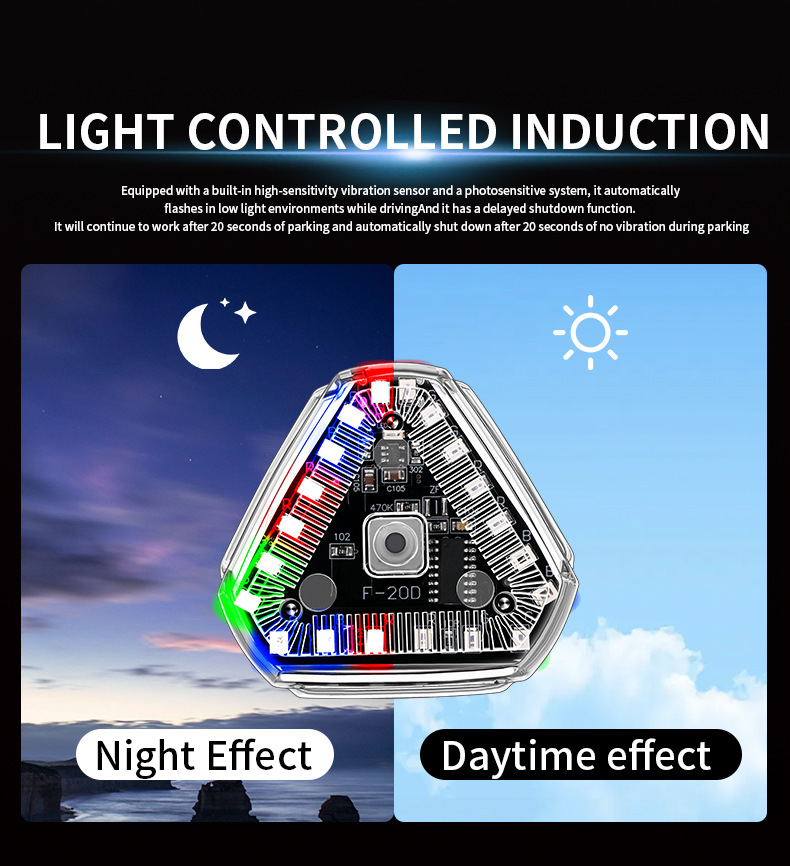 Motorcycle Navigation Light Strobe Light Modified Triangle Solar Light Universal Strobe Motorcycle Electric Non-Wired Car