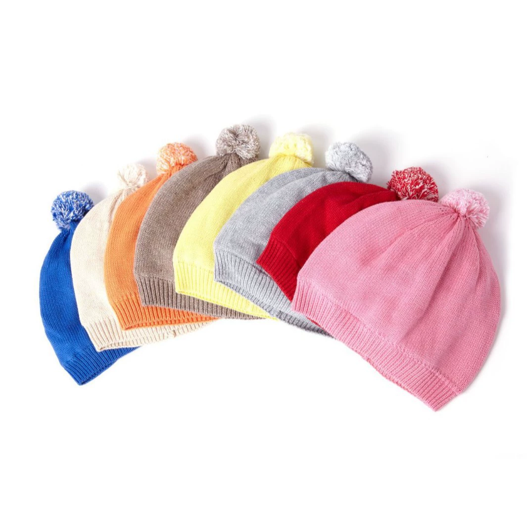 Детская вязаная шапка из хлопка для осени и зимы, шерстяная шапка для младенцев, детская шапка-пуловер унисекс, шапка для малышей, приятная для кожи хлопковая ткань.