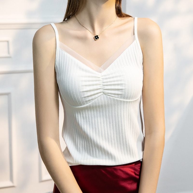 Summer New Sling Women's Mesh Stitching Slim-fit Sexy Feminine Style Inner Wearing Vest