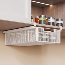 厨房下挂置物架吊柜橱柜悬挂抽拉式神器衣柜分层收纳架桌下挂篮筐