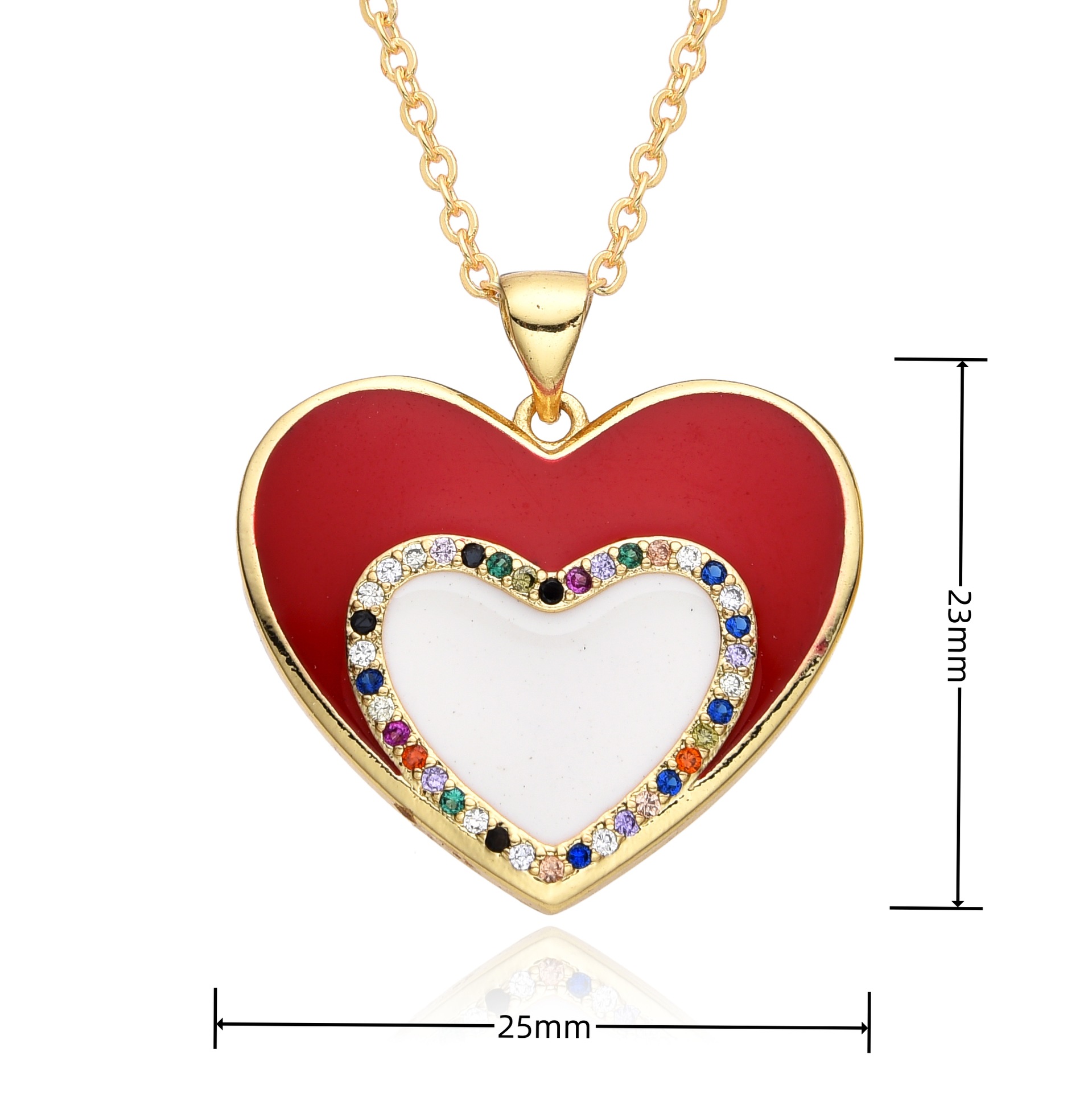 12g Weight Copper Inlay Heart Shape Zircon Pendant Necklace