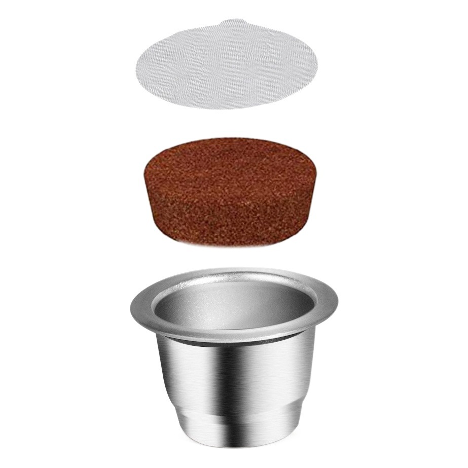 Cubierta de papel aluminio traje Acero inoxidable café cápsula taza Nestle cápsula llenado Filtro de café para muchas veces