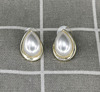 Retro earrings, silver needle from pearl, stone inlay, silver 925 sample