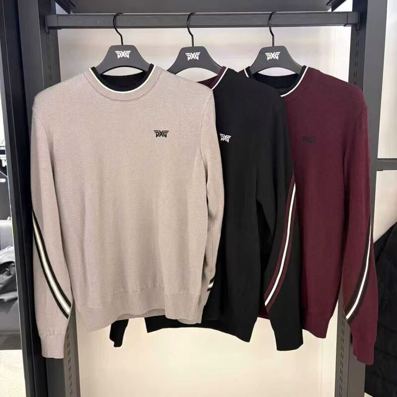 Autumn and Winter Golf Clothing Men's Round Neck Long-Sleeved Versatile Casual Loose Windproof Warm Long-Sleeved Knitwear Trendy