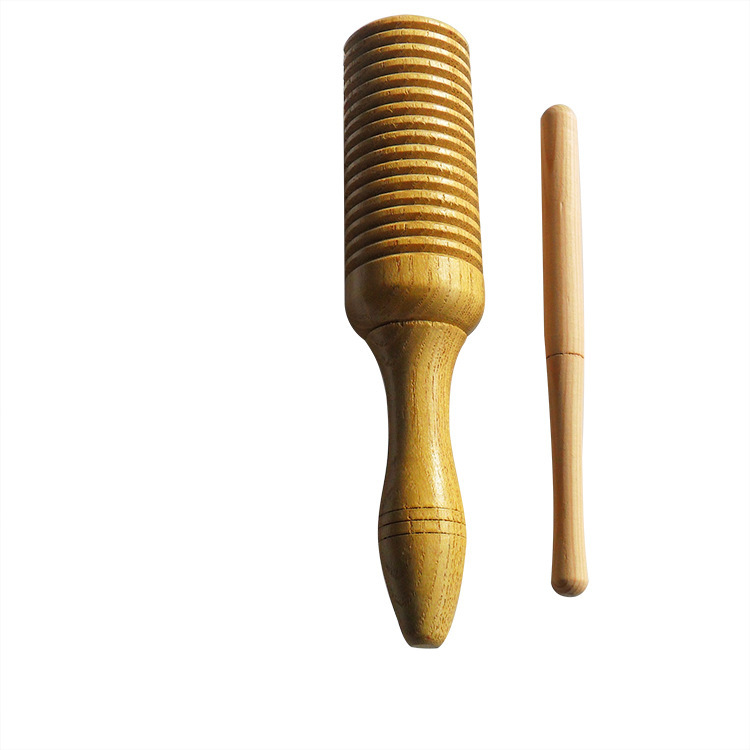 Venta al por mayor Orff instrumento musical en forma de pez de madera arena cubo Clapper tubo de doble sonido instrumento musical de un solo sonido barril