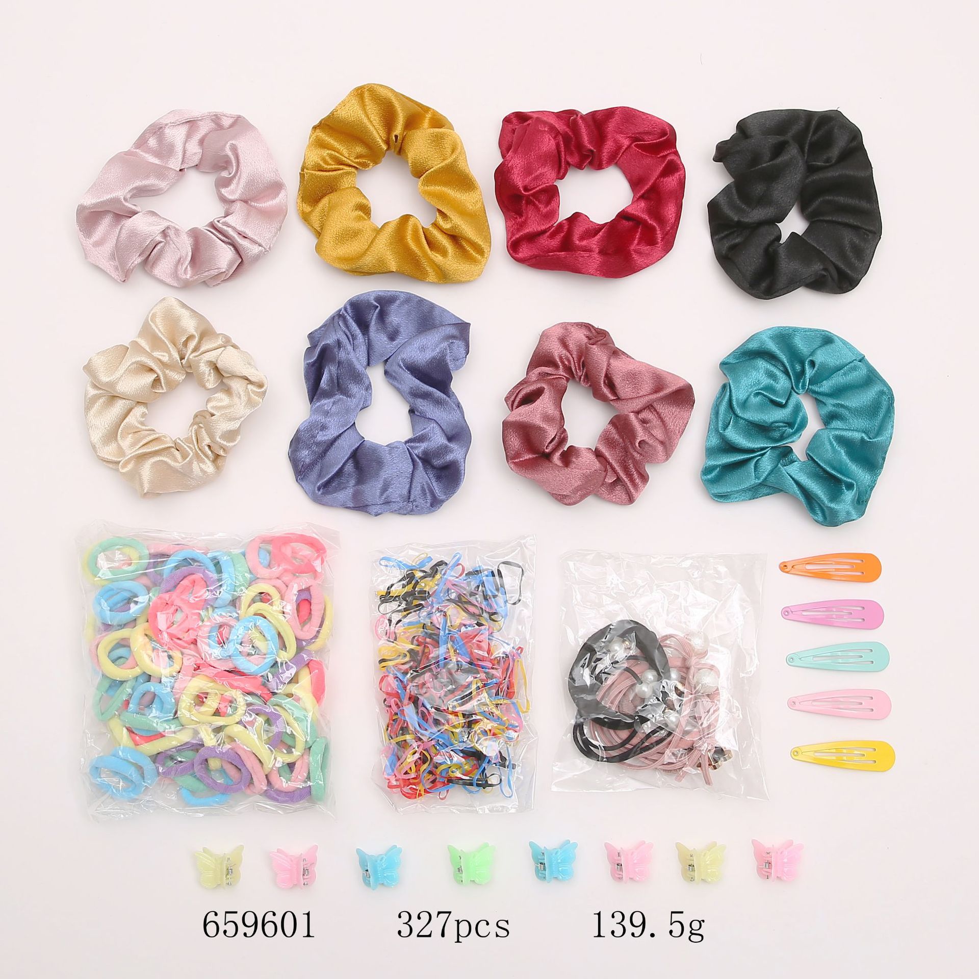 Simple Hair Rope Head Rope High Elasticity Rubber Band Creative Metal Pearl Hair Clip Combination display picture 1