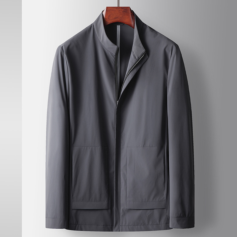 Men's Clothing jacket spring and autumn new style stand up collar seamless glue style young and middle aged luxury business casual thin jacket_voghion.com