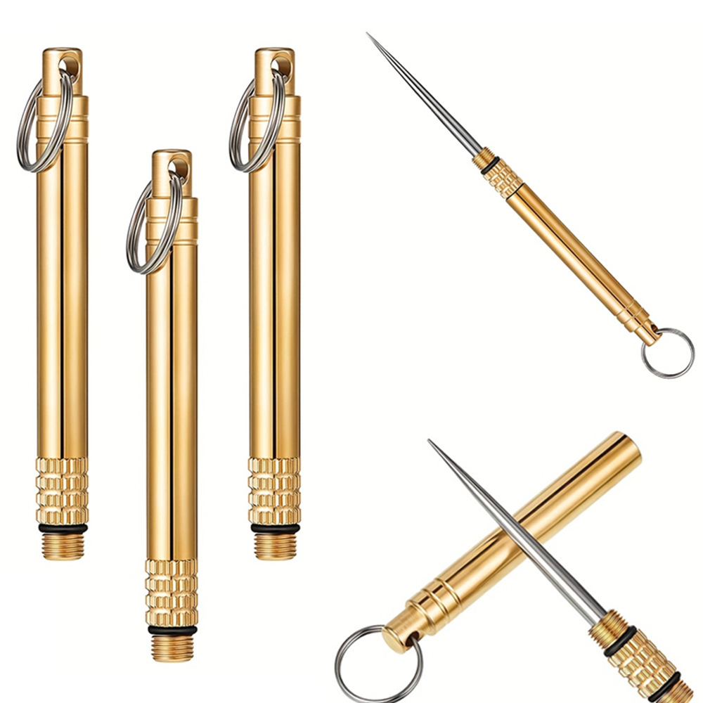 Portable Tc4 Titanium Alloy Toothpick Set, All-In-One Toothpick, Convenient Tooth Cleaning Tool, Brass Amulet, Fruit Pick