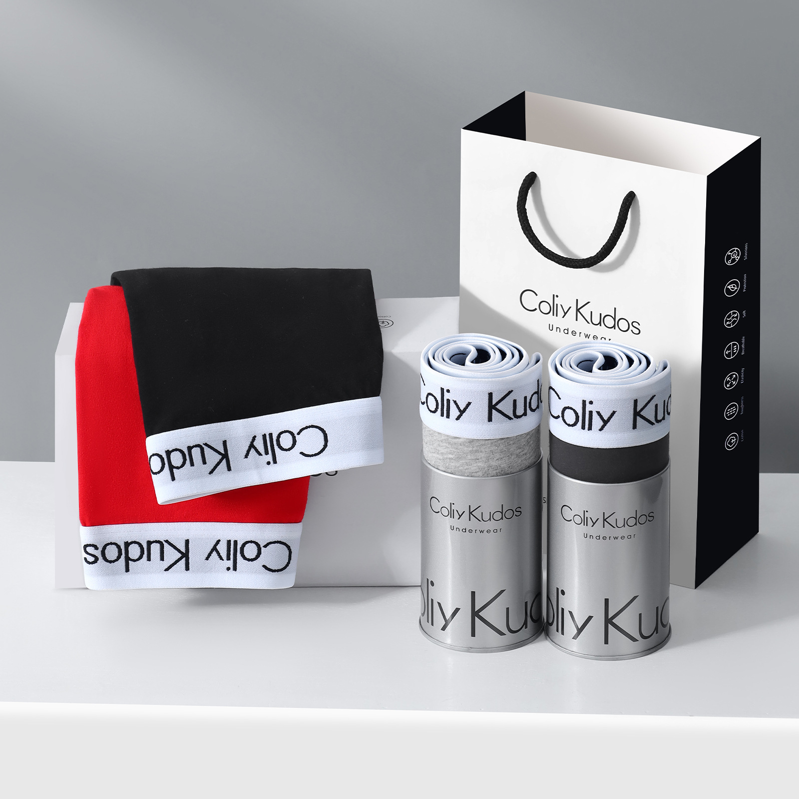 Men's Underwear High-End Gift Box Canned Cotton Fabric Boxer Briefs for Boys Antibacterial, Comfortable and Close-Fitting Boxer Briefs