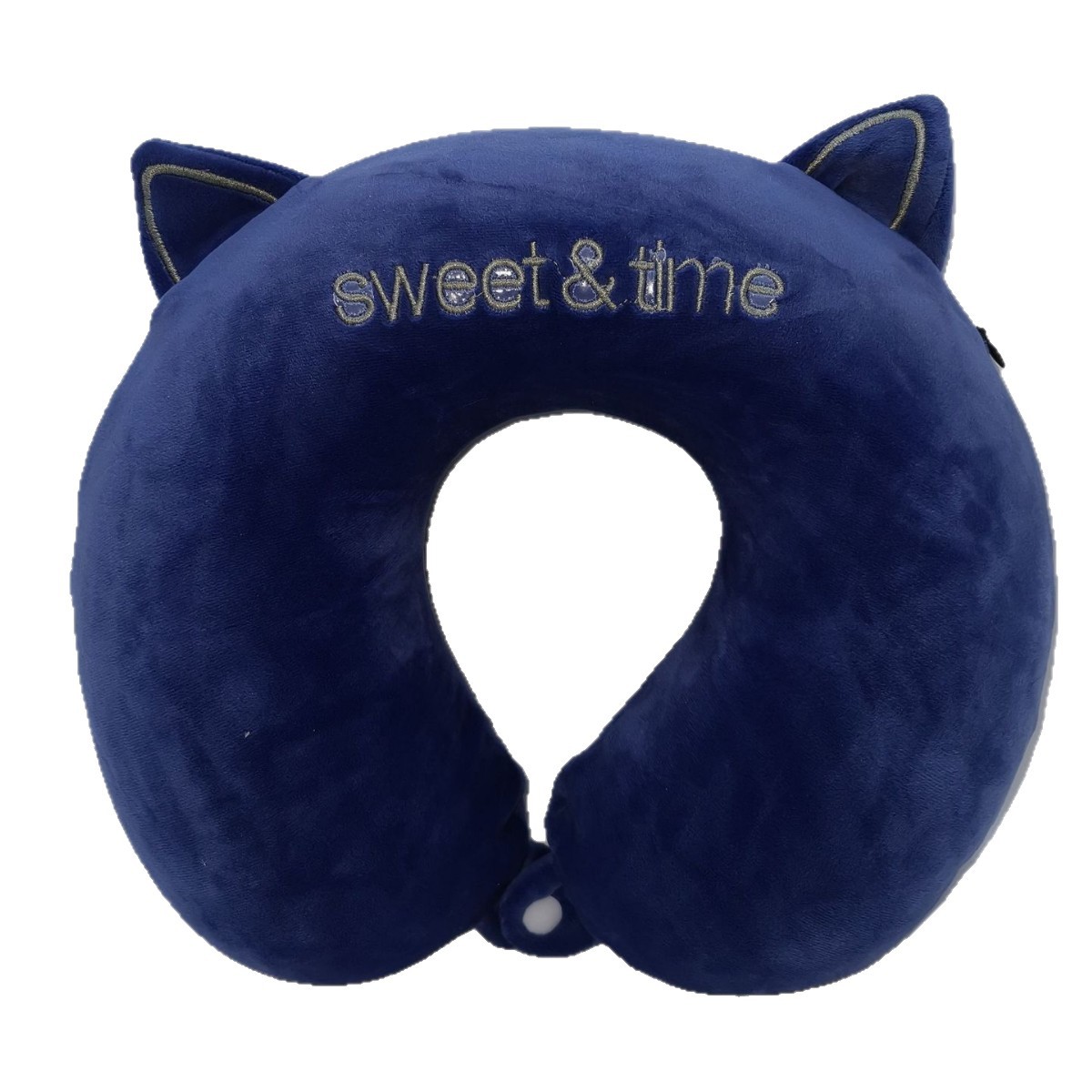 Oreiller de voyage portable en mousse à mémoire de forme en forme de U avec motif chat, idéal pour les voyages en avion et au bureau._voghion.com