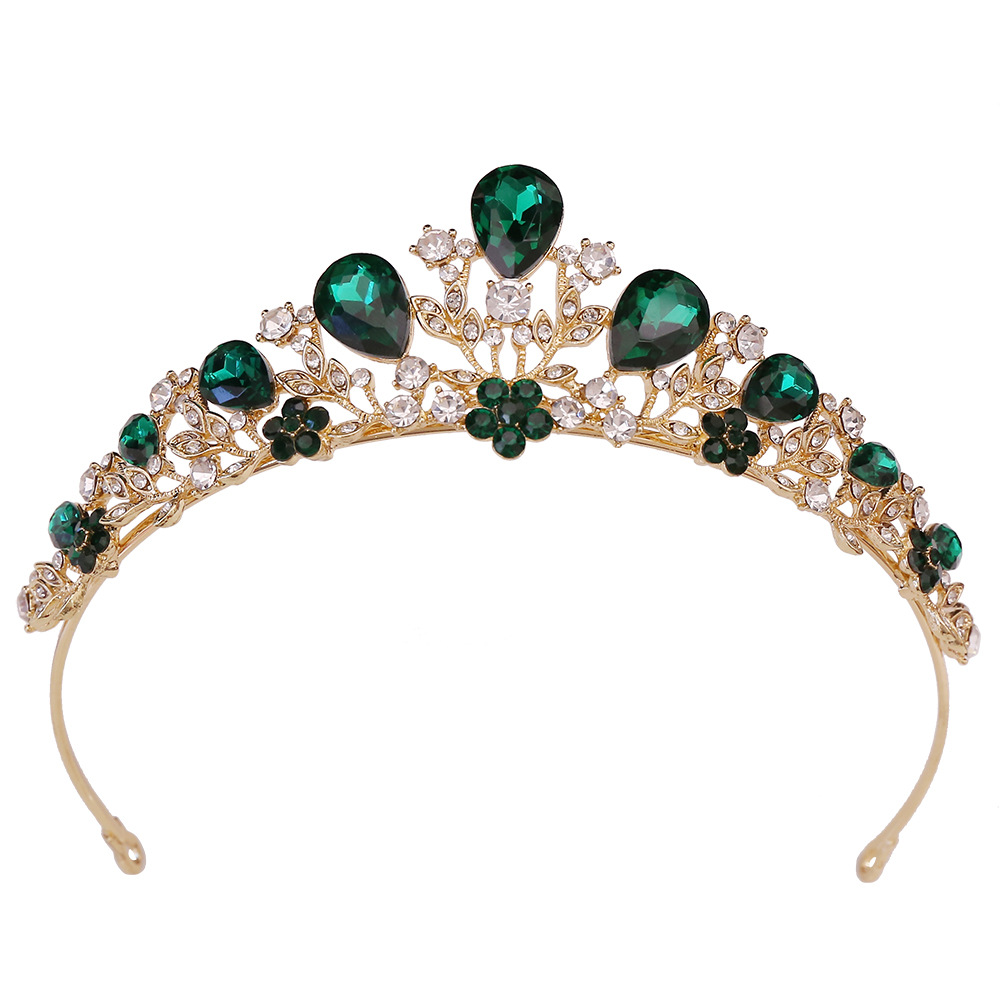 Women's Gender Elegant, Shiny Style Elegant Shiny Leaf Crown Flower Alloy Rhinestone Crown