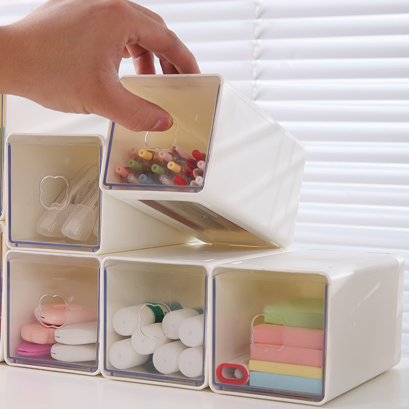 Caja de almacenamiento de escritorio tipo cajón de bolígrafo de gran capacidad escritorio de estudiantes combinación libre caja de almacenamiento de cosméticos