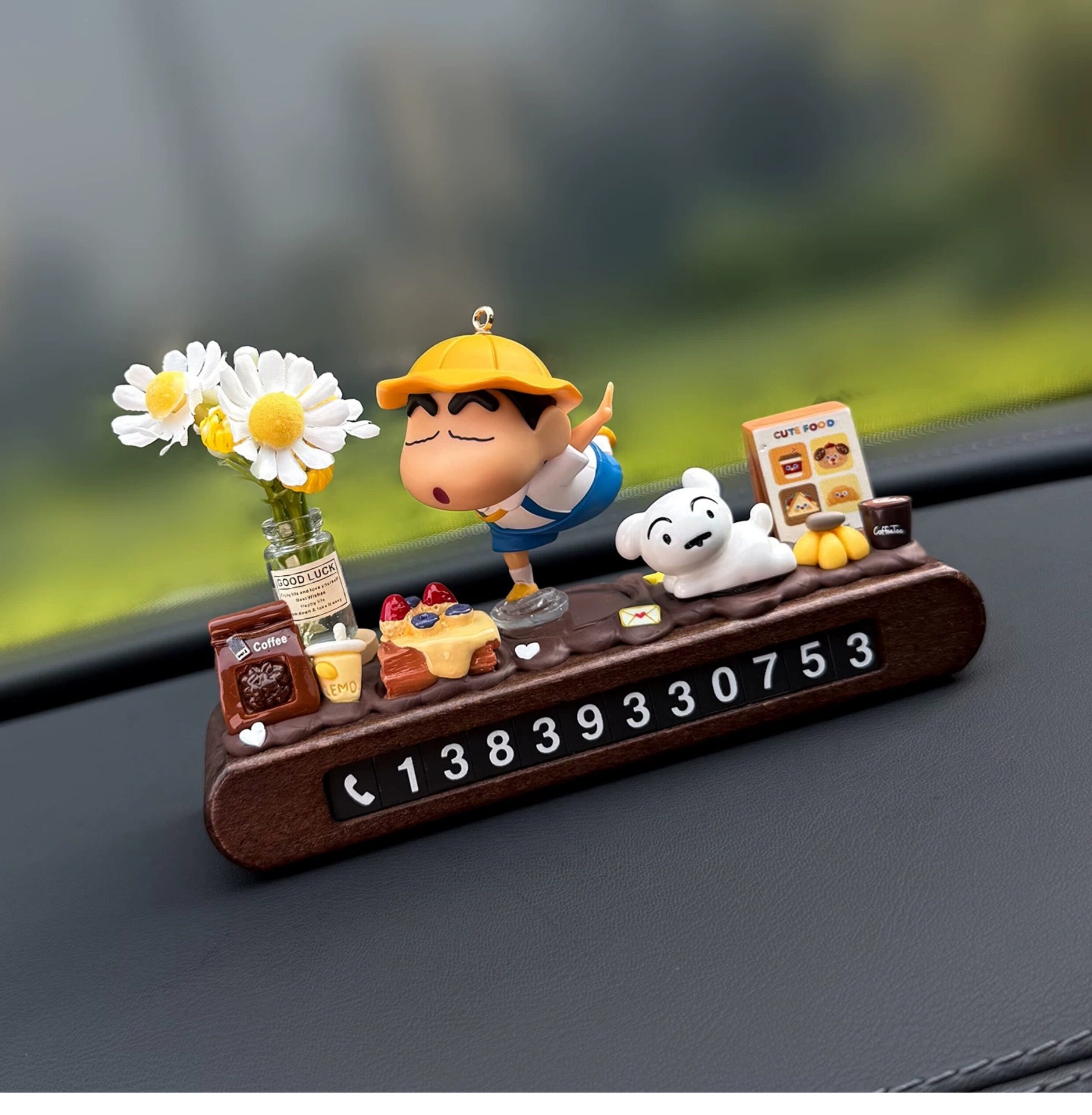 2026 New Model Crayon Shin-Chan Temporary Parking Number Plate for Moving Car, Cute Car Phone Number Plate