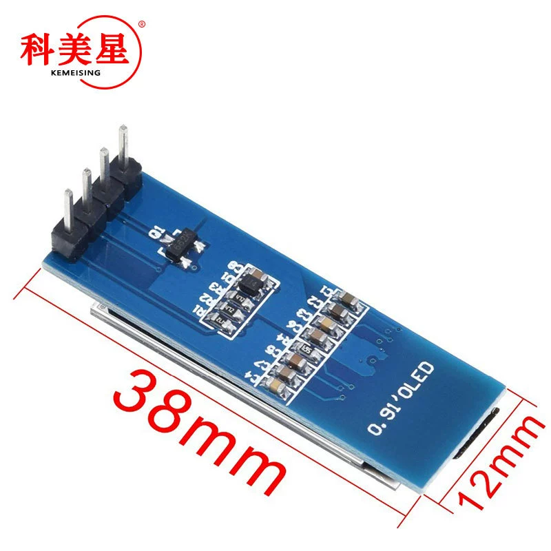 0.91-дюймовый OLED-дисплей 128x32, I2C, совместим с 3.3V–5V, синий/белый