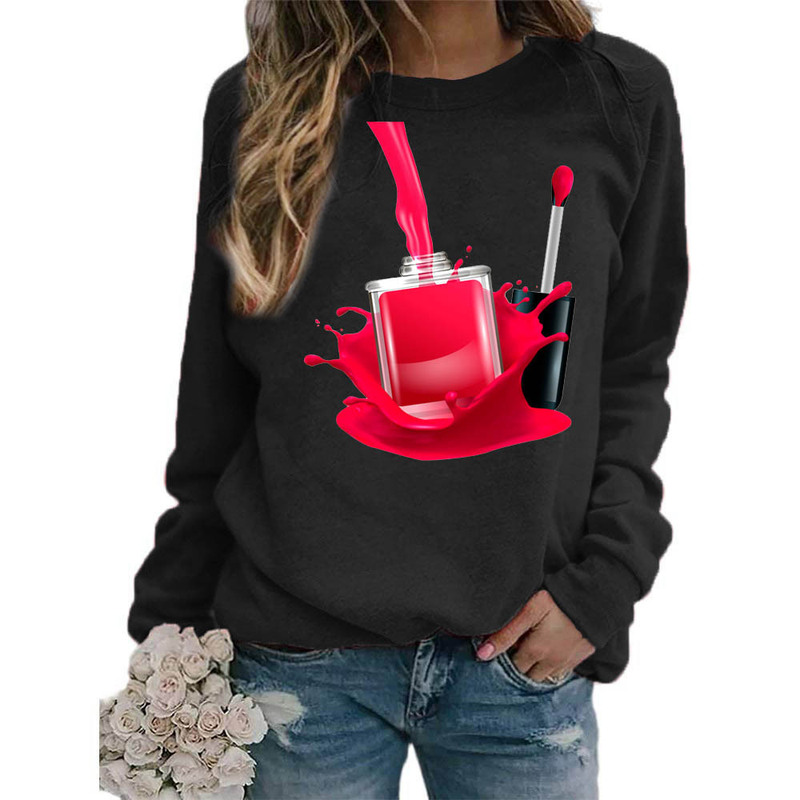 Amazon Supply Jar Liquid Printing Round Neck Jacket Sweatshirt European Size European and American Women's Coat Long Sleeve Autumn and Winter