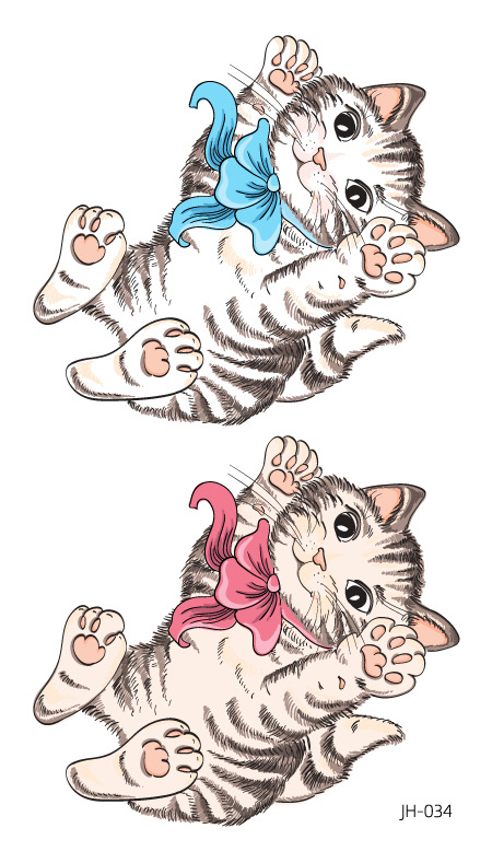 Protección del medio ambiente a prueba de agua sudor desechable lindo gato divertido tatuaje pegatinas cicatriz personalizada cubriendo fresco hombres y mujeres tatuaje