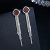Long silver needle with tassels, universal earrings, silver 925 sample, internet celebrity