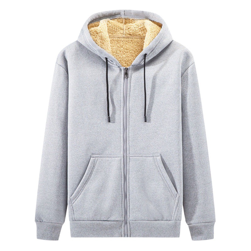 Sudadera con capucha gruesa de terciopelo para hombre, cárdigan juvenil, sudadera con cremallera para estudiante, chaqueta de talla para hombre