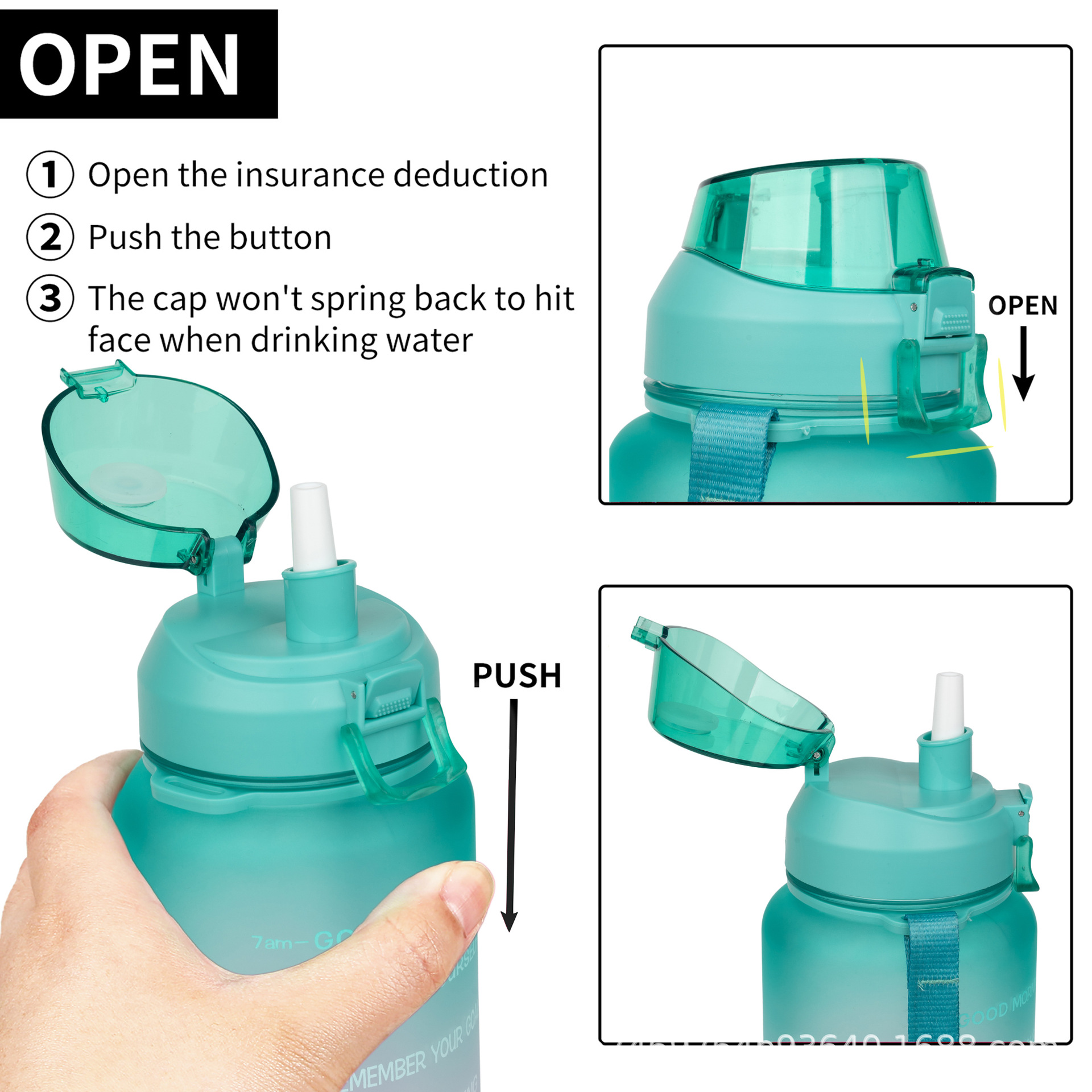 Gran capacidad creativa gradiente deportes taza de agua 2.2L portátil al aire libre cuerda cubierta elástica taza de plástico Internet celebridad fitness taza de agua