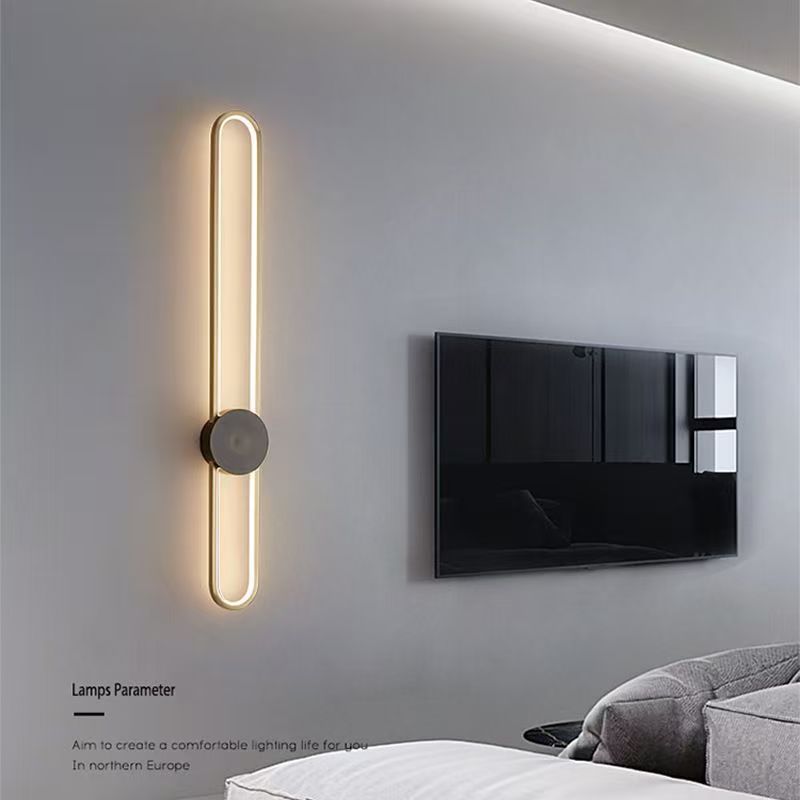 Luz de pared roja moderna simple ovalada lámpara de pared del dormitorio cabecera sofá de fondo luz de pared transfronteriza