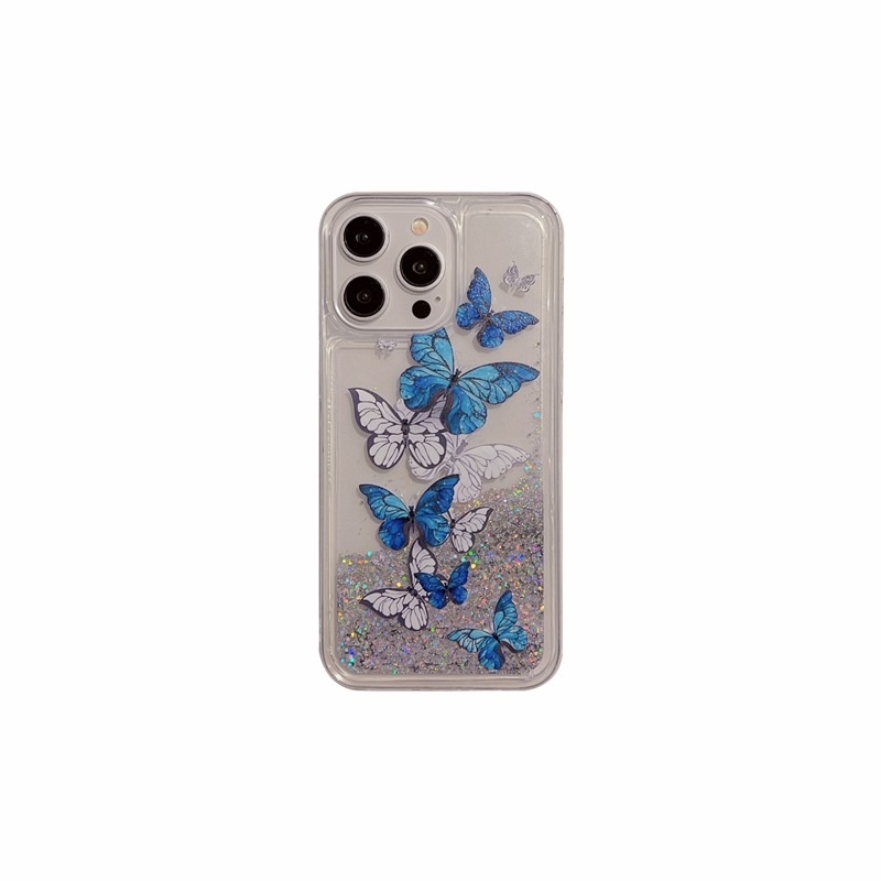 Suitable for 15ProMax phone case, Apple 14 Butterfly Dragonfly Sparkling Powder, Sand S24 Protective Case, Mate60 Trendy_voghion.com