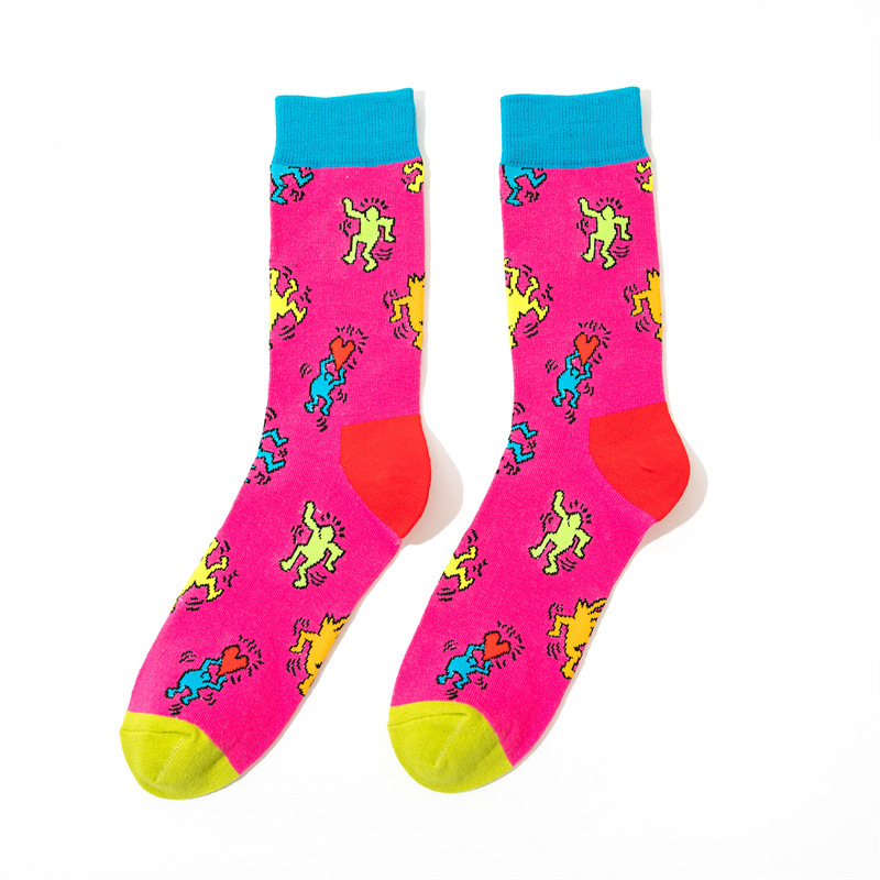 Men's Anime Pattern Crew Socks Cartoon Character Long Tube Style_voghion.com