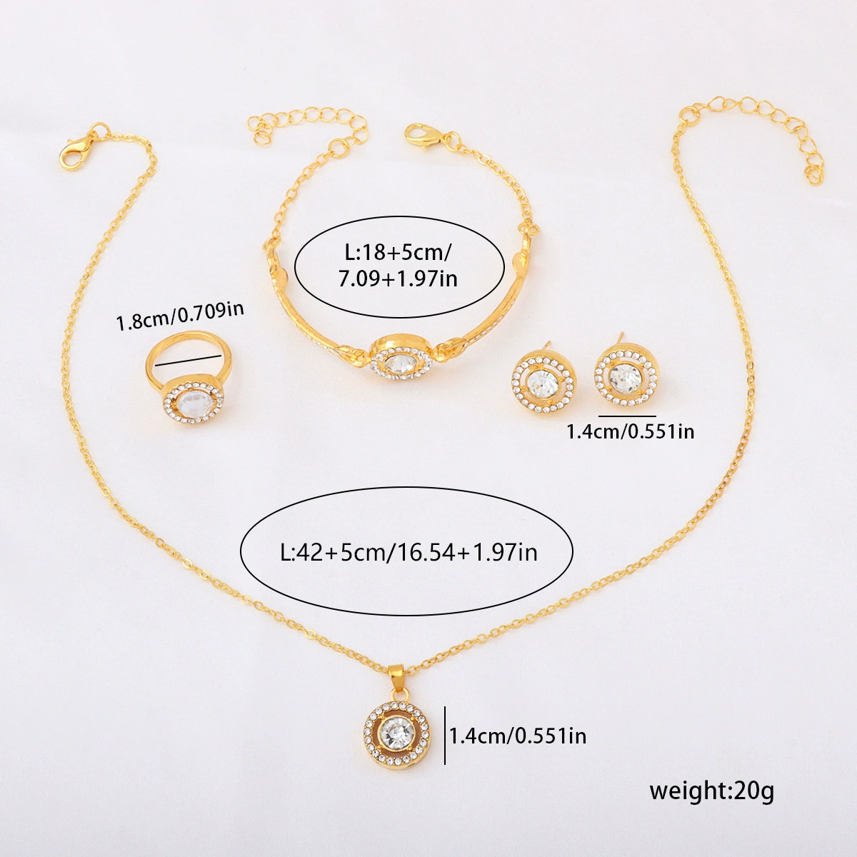 Jewelry, creative set, bracelet, necklace, chain, ring, 4 piece set, wholesale