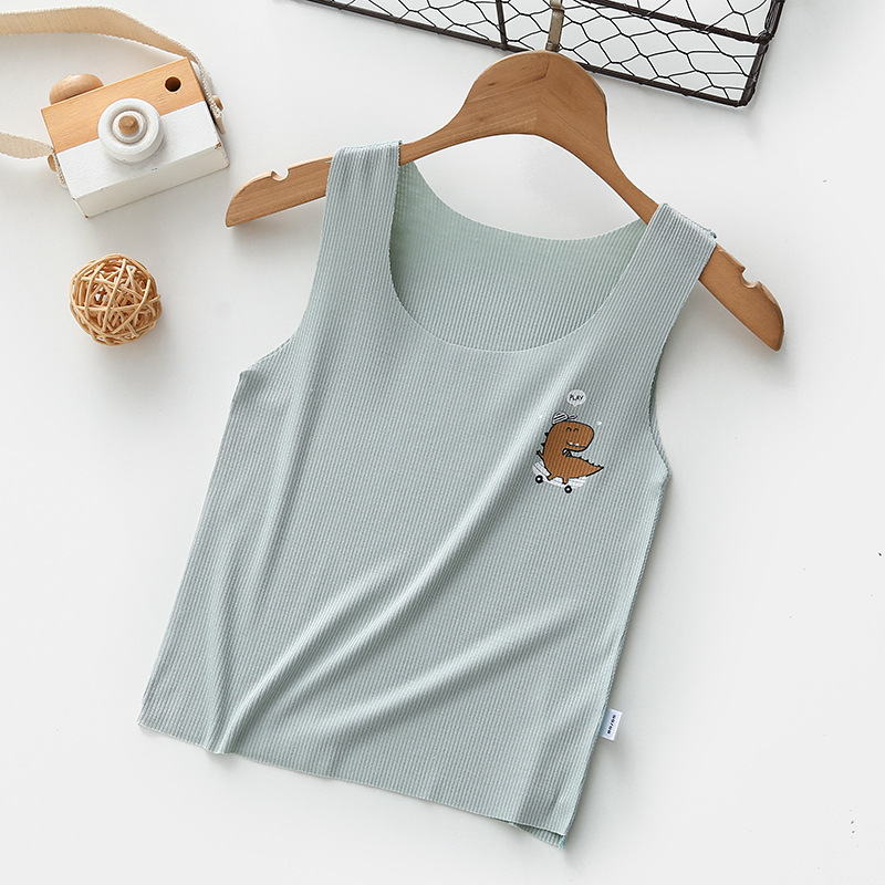 Camiseta sin mangas de verano, pijama infantil de seda cupro, ropa para niños, sin mangas, se puede usar en exteriores.