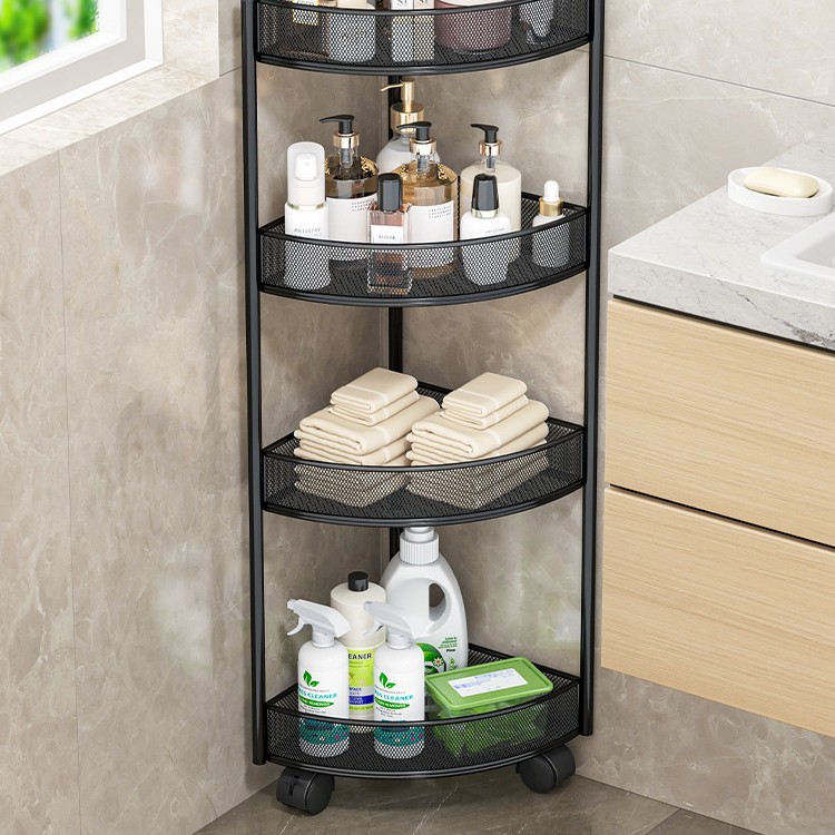 Factory Direct Sales Bathroom Triangle Storage Rack Floor-Standing Iron Bathroom Multi-Layer Storage Cabinet Washbasin Storage Rack