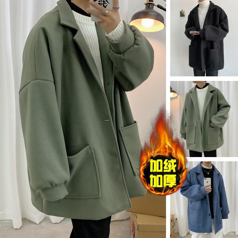 winter Easy keep warm Fur overcoat Plush coat thickening Mid length version Windbreaker Trend student
