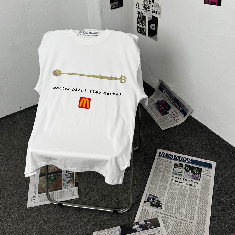 CPFM X McDonalds X Cacus Jack McDonald's joint coffee spoon foaming short sleeve t-shirt for men