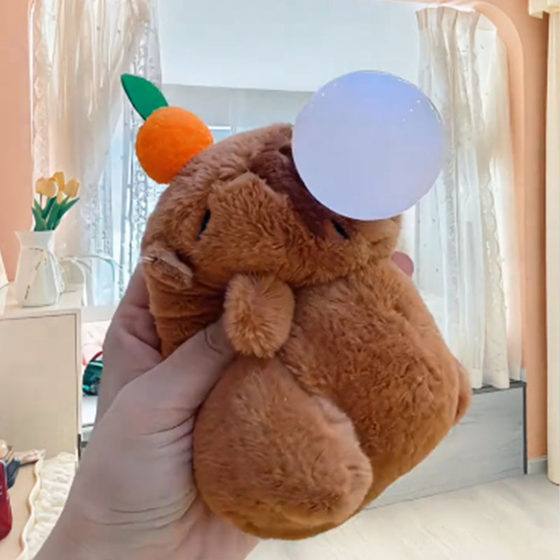 Spitting Bubble Shaking Sound Card Pibala Plush Toy Keychain Doll Hanging Ornaments Grasping Machine Doll Capybara Pendant