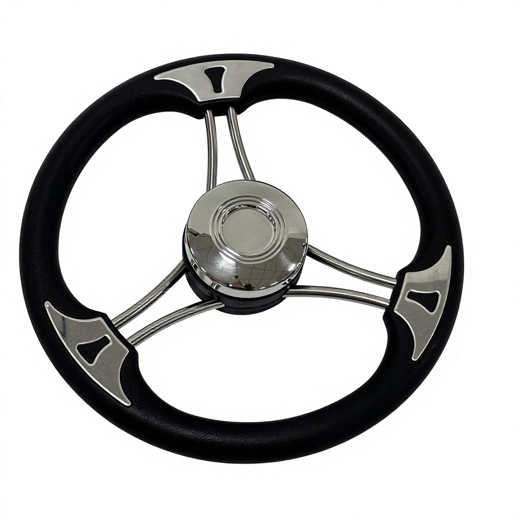Three-spoke stainless steel 304 foam soft-grip ship steering wheel, yacht rudder wheel, marine steering wheel