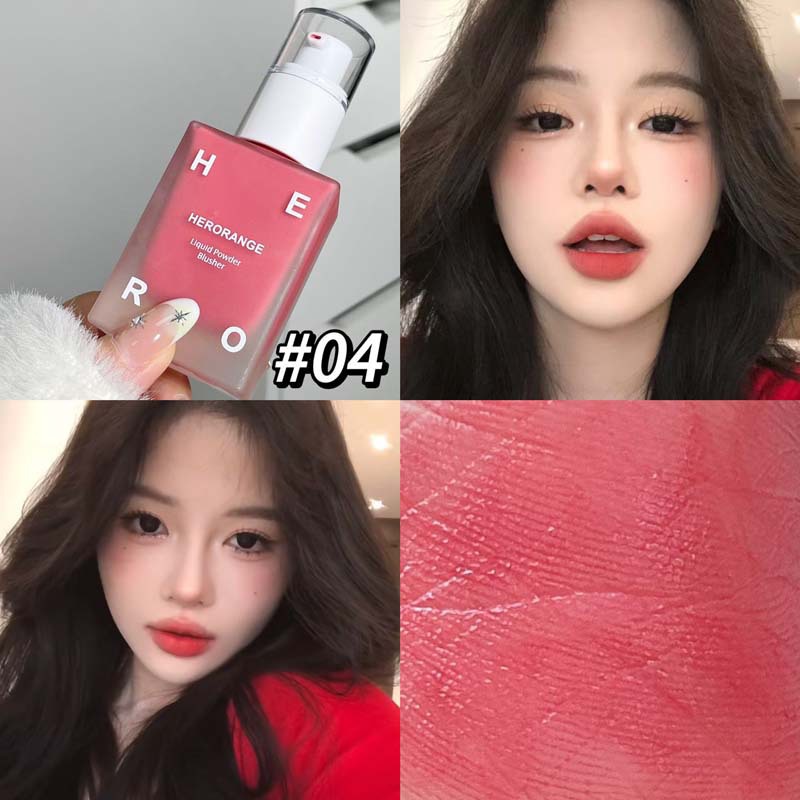 HERORANG Rubor líquido derretido de color rosa, maquillaje mate monocromático, mejora la tez, crema de colorete blanca para niñas tiernas coreanas