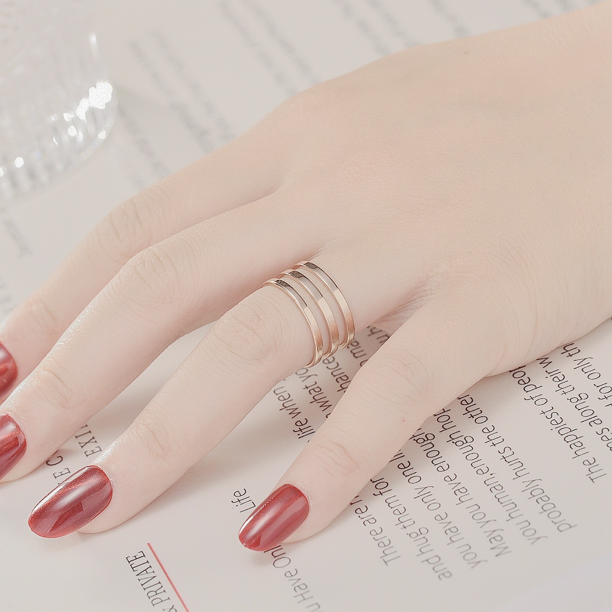 Fashion new adjustable titanium steel hollow couple ring