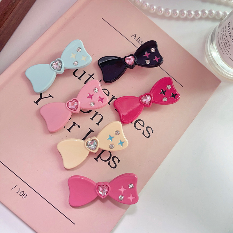 Women's Sweet Heart Shape Bow Knot Plastic Handmade Hair Clip display picture 9