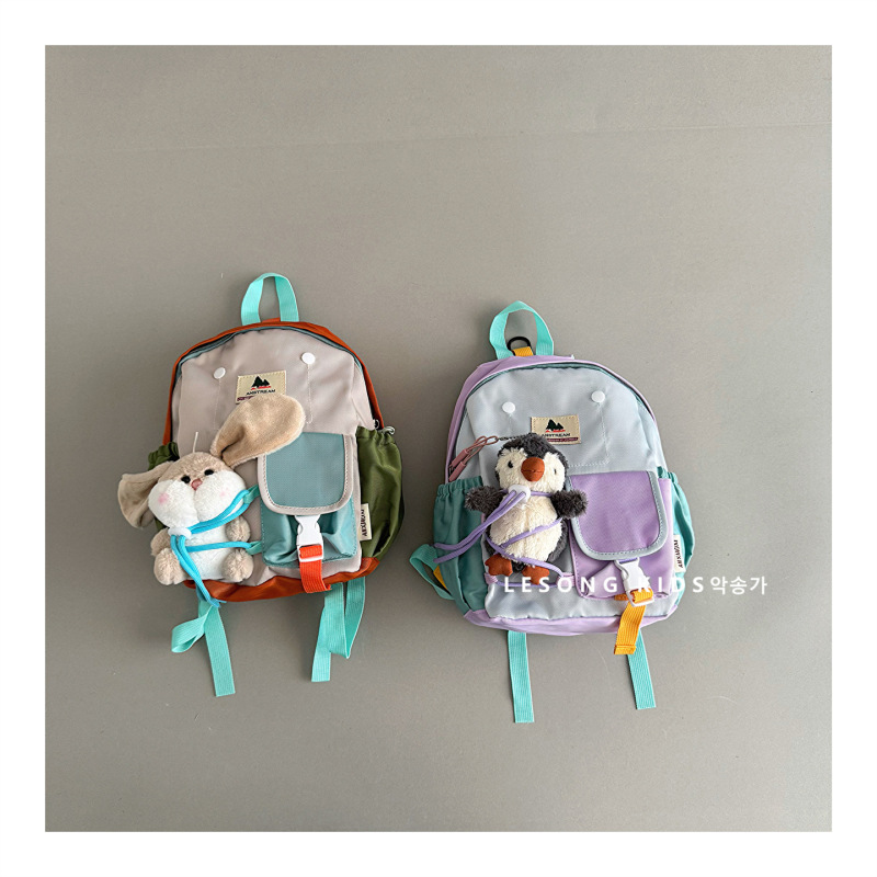 儿童ins韩系撞色玩偶幼儿园书包卡通可爱潮流背包|undefined
