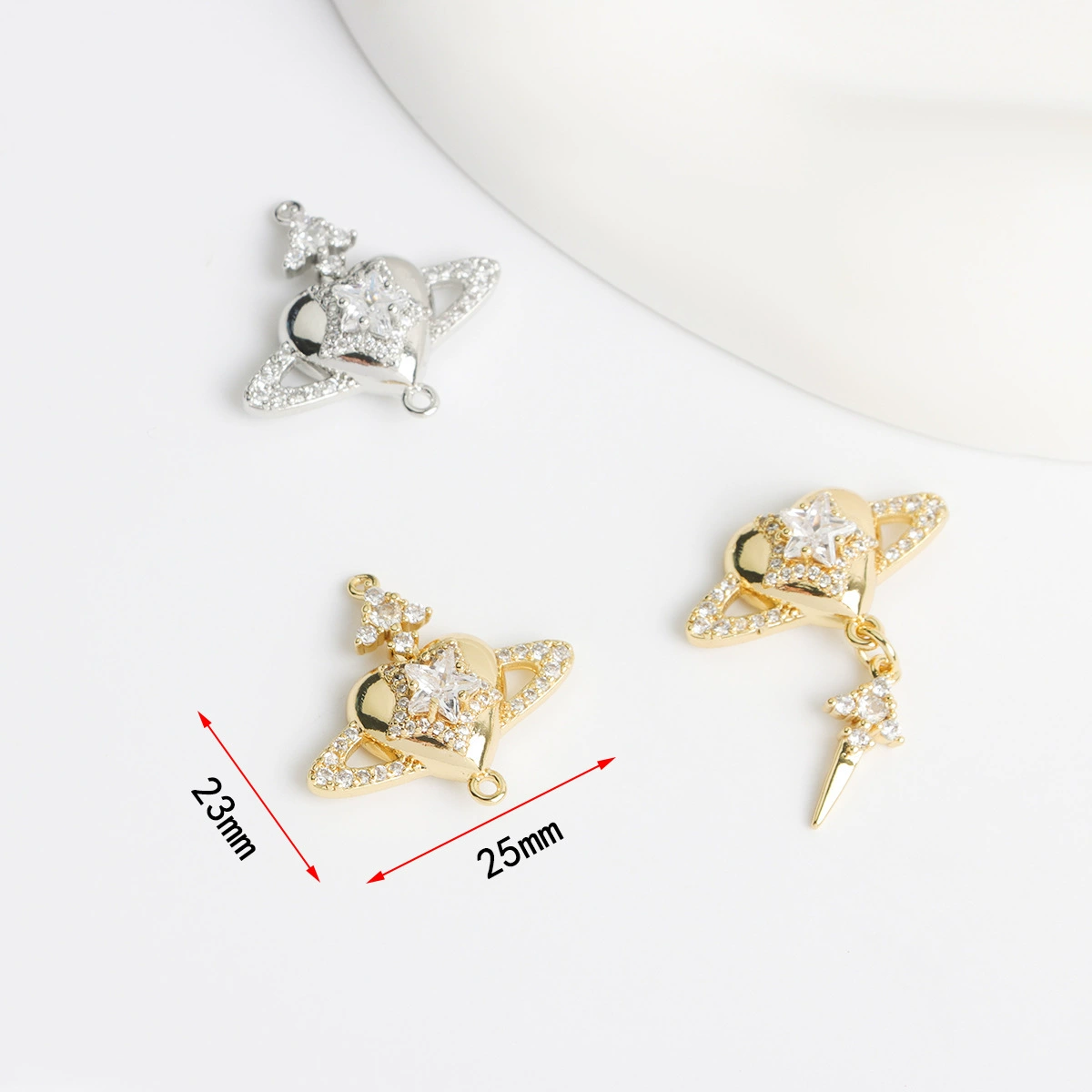 Высокая цветозащита, позолота 18K, инкрустирована цирконом, пряжка-замок «Сатурн», сердечный пятиконечный звёздный вставной тип, соединительная пряжка для DIY-аксессуаров