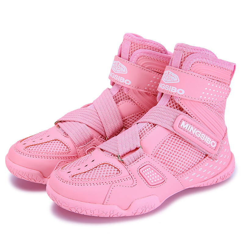 Mingsibo boxing shoes for children, boys and girls, elementary school students' sports training wrestling shoes, youth training, mesh Velcro, no laces required
