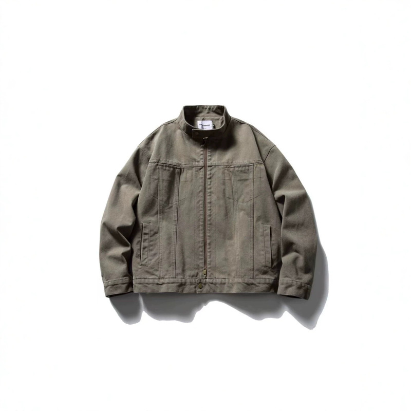 American retro heavy-duty workwear washed Harrington jacket, loose fit, trendy brand, stand-up collar design, casual jacket American retro heavy-duty workwear washed Harrington jacket, loose fit, trendy brand, stand-up collar design, casual jacket