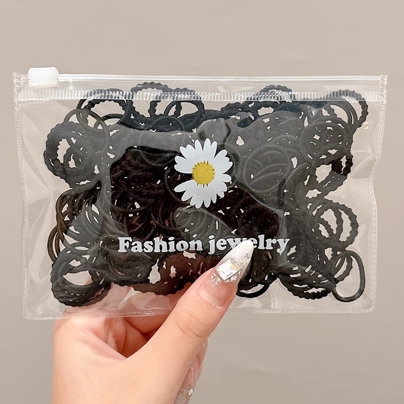 Banda de goma negra para niños para mujeres anillo de cabello 2025 nuevo estilo de alta calidad no lastimar cabello cuerda de cabello accesorios para el cabello de bebé