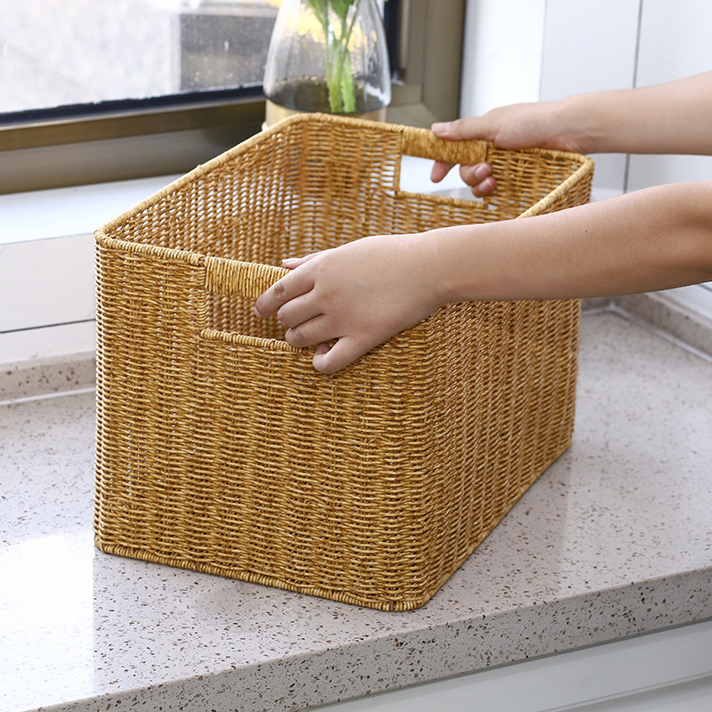 Rattan-like Cabinet Storage Basket Woven Storage Basket Living Room Snacks Sundries Storage Box Toy Basket Clothes Storage Box