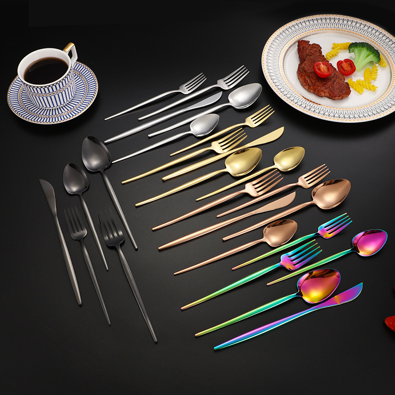 Simple ins estilo 304 vajilla de acero inoxidable cuchara de café occidental comida cuchillo tenedor cuchara espejo cuchillo tenedor venta al por mayor vajilla traje
