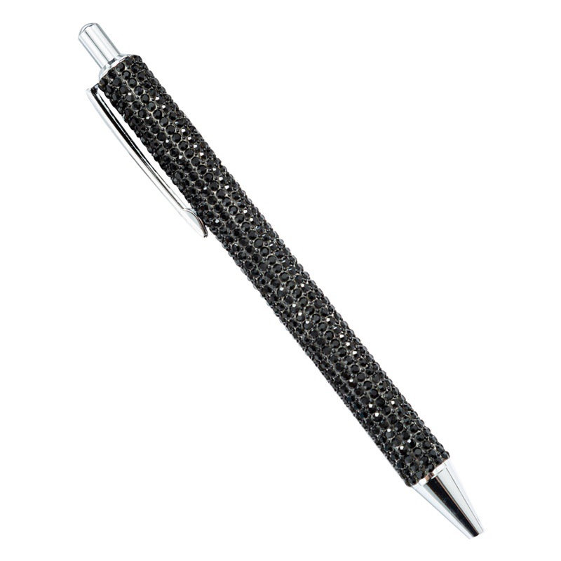 Prensa salto pluma en stock al por mayor rhinestone prepucio prensa pluma chica estudiante papelería bolígrafo multicolor prensa pluma