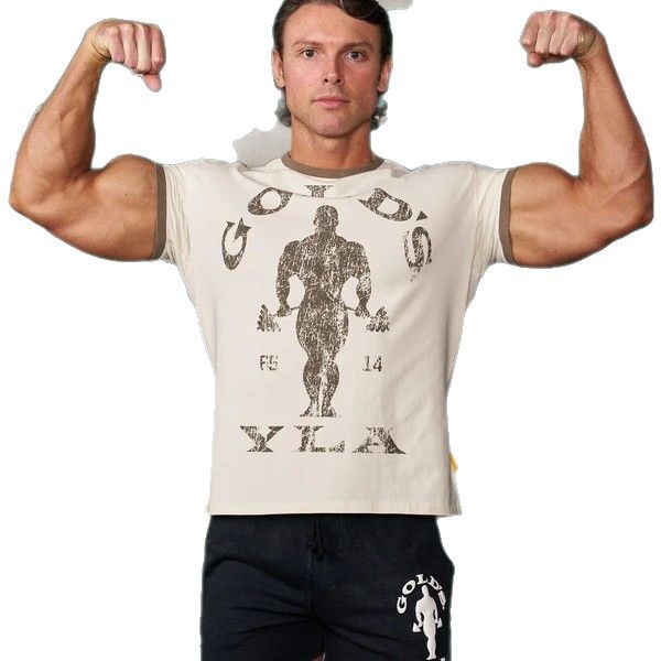 New YOUNGLA co-branded GOLDSGYM short-sleeved retro gym men's and…