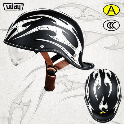 Motosiklet kaskı (dəbilqə) | and women's scoop helmet personality - elegant-black-time-rift-m-head-circumference-52-54cm-transparent-black-tea-lenses