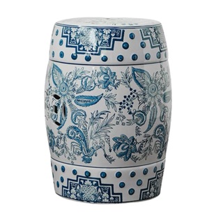Chinese Classical Blue and White Porcelain Ceramic Drum Stool Drum Dun Drum Chair Shoe Changing Stool Sample Room Decoration Crafts Stool